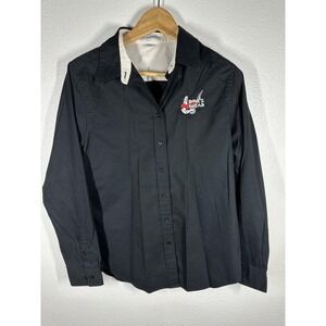 Port Authority Shirt Womens Medium Black Button Front Daves Killer Bread Logo